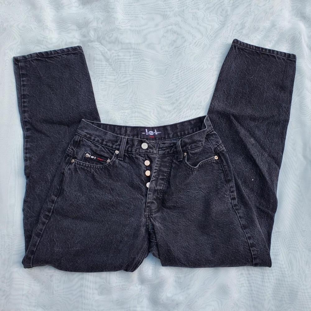 Vintage l.e.i. Straight Leg Black Denim Jeans - Picture 1 of 3